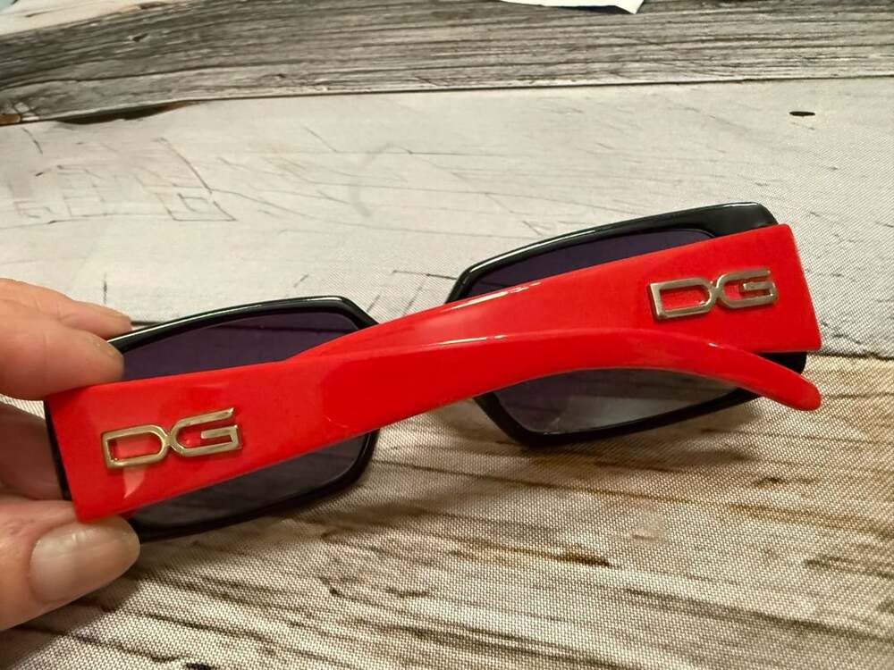 Dolce & Gabbana DG 1632 Sunglasses Black Red Rhinestone Y2K